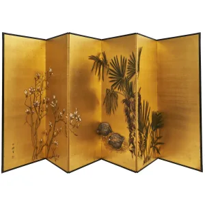 Japanese Screens Depicting Magnolia And Palm Trees