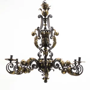French Wrought Iron Baronial Chandelier