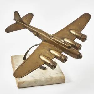 French Bronze Desk Model Of Four Prop Aircraft
