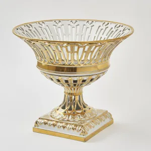 French Louis Philippe Paris Porcelain Basket On Stand
