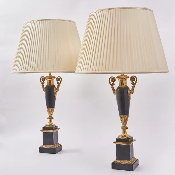 Pair French Louis Philippe Tole Amphora Lamps