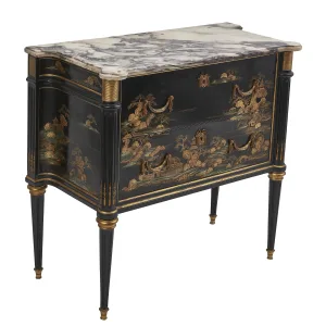 French Chinoiserie Lacquered Commode With Breche Violette Marble Top