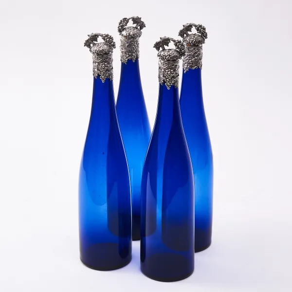 Set Four Bristol Blue Glass Decanters