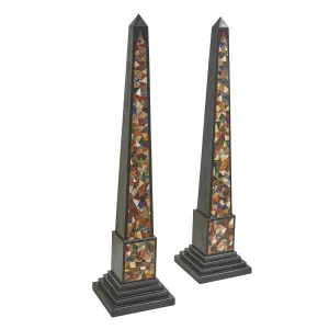 Pair Italian Grand Tour Style Marble Obelisks