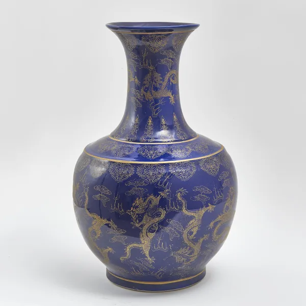 Large Chinese Powder Blue Gourd Vase