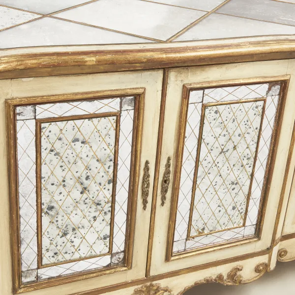 French Baroque Sideboard with Verre Eglomisee Panels