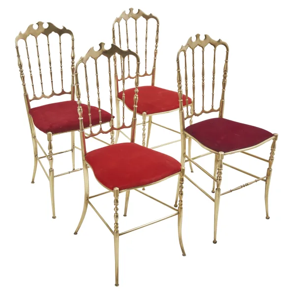 Set Four Matched Brass Chiavari Chairs