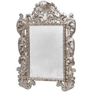 Tuscan Baroque Silver Giltwood Foliate Mirror