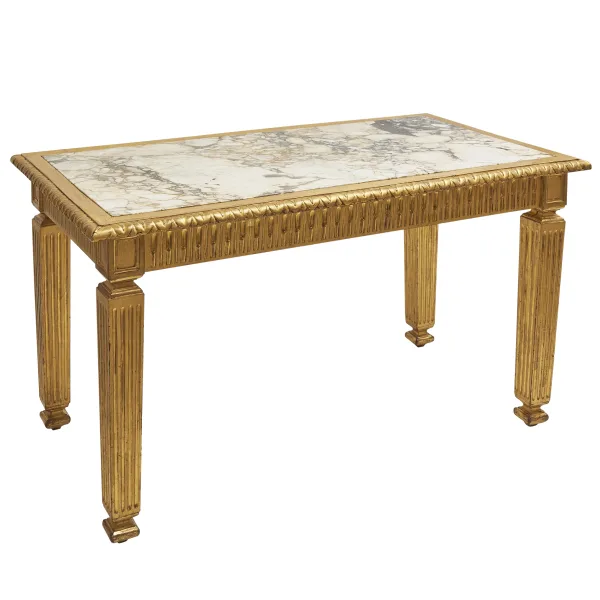Roman Neoclassical Giltwood Table With Breccia Violetta Marble Top