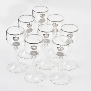 Set Eight Bohemian Blown Glass Goblets