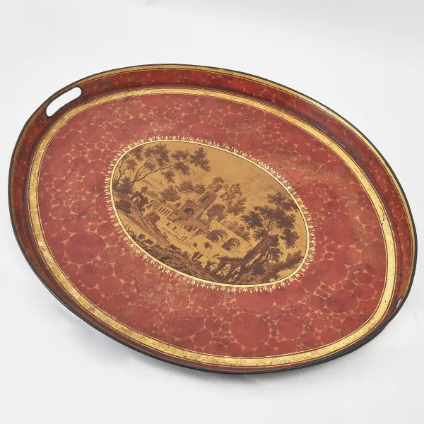 Victorian Red Tole Tray