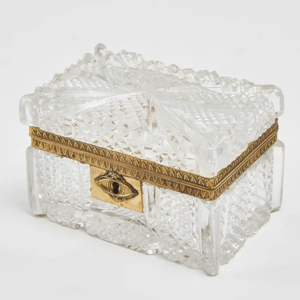French Louis Philippe Diamond Cut Crystal Box