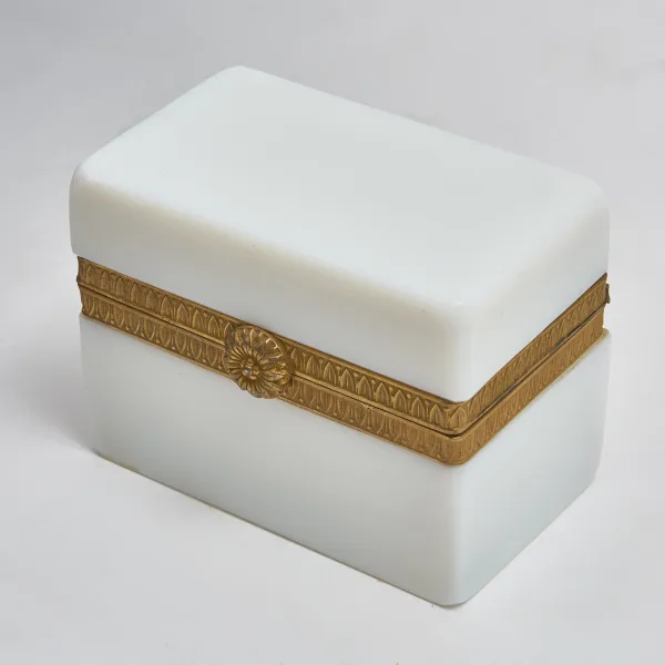 French White Opaline Glass Box