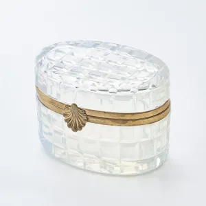 French Oval Opaline Clear Glass Box