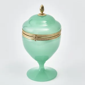 Murano Opaque Green Glass Urn Shaped Box