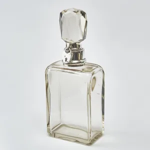 Art Deco Crystal And Silver Locking Decanter