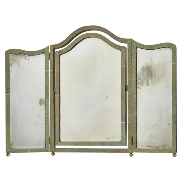 English Shagreen Three Fold Mirror
