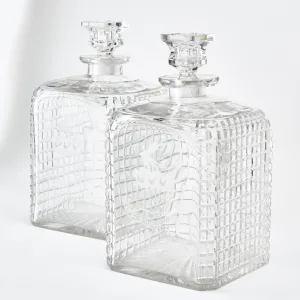 Pair Monumental Irish Cut Crystal Decanters And Stoppers