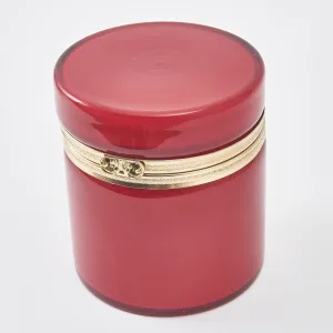 Murano Cylindrical Red Glass Box