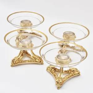 Set Four French Gilt Bronze And Glass Tazza