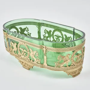 French Neoclassical Green Glass Jardiniere