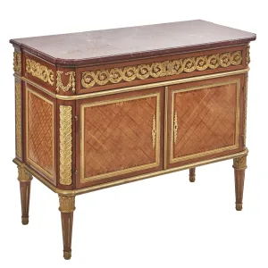 French Napoleon III Neoclassical Marquetry Commode