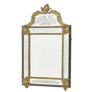 French Louis XIV Style Bronze Framed Mirror