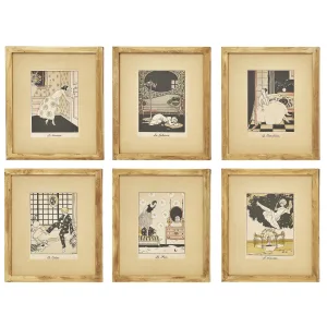 Set Six Framed Stencils By Ettore Tito