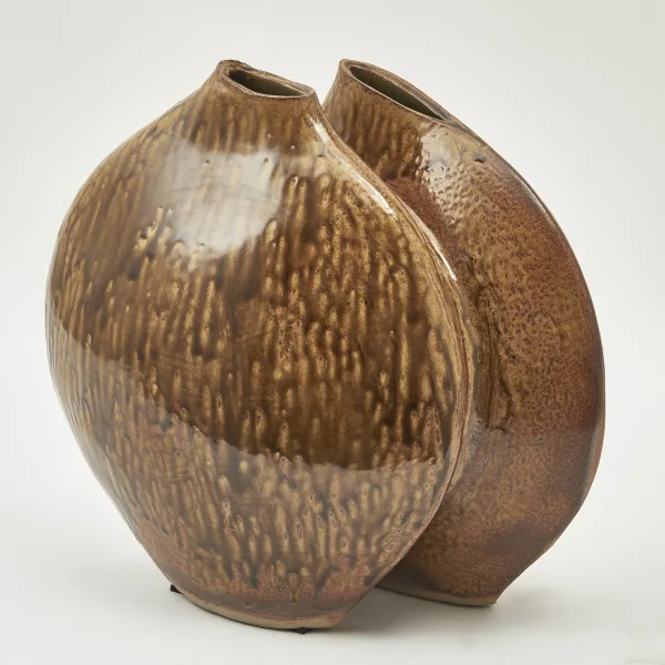 Japanese Studio Pottery Drip Glaze Double Vase