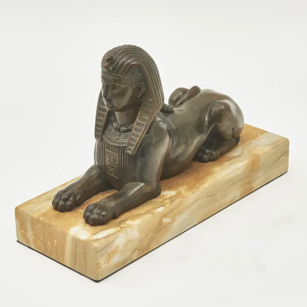Bronze Sphinx On Later Marble Base