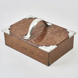 Mappin And Webb Oak And Silver Mounted Cigar Box