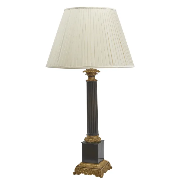 French Louis Philippe Gilt Patinated Bronze Column Lamp