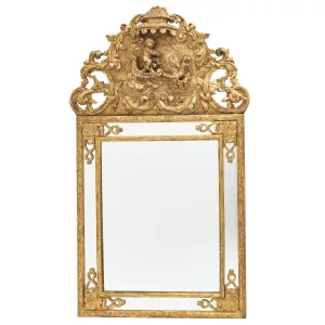 Regence Style Giltwood Miroir A Parecloses With Carved Putti