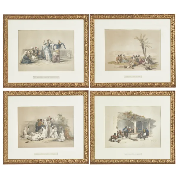 Set Four Signed David Roberts Coloured Lithographs Of Egyptian Figures