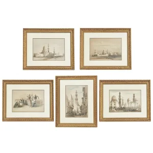 Set Of Five Coloured Lithographs Of Egyptian Scenes