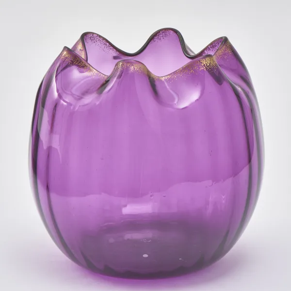 French Amethyst Pinched Neck Glass Vase