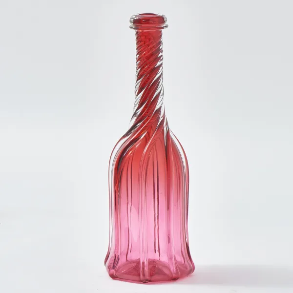English Pink Wrythen Glass Carafe
