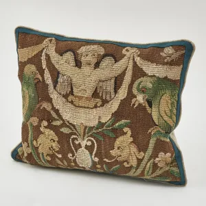 Tapestry Fragment Cushion With An Angel