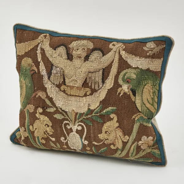 Tapestry Fragment Cushion With An Angel