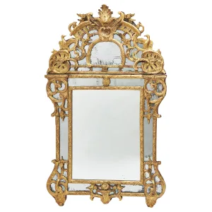 French Regence Carved Giltwood Arch Top Mirror