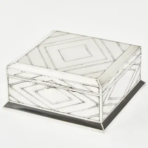 French Silver Geometric Panelled Box