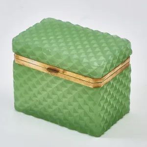Murano Opaque Green Diamond Cut Glass Box