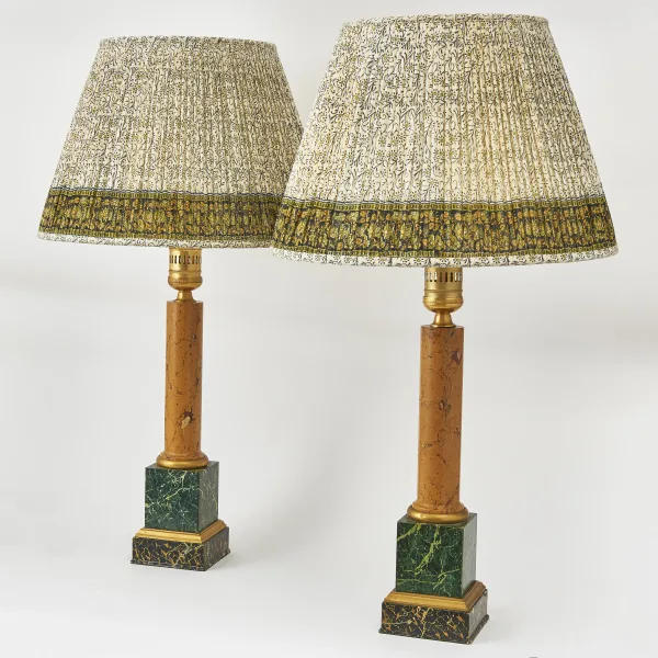 Pair French Tole And Faux Marble Lamps