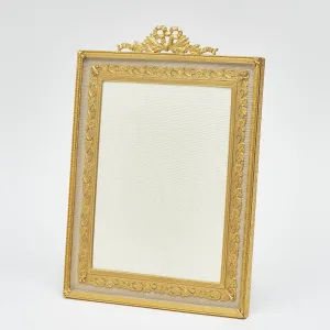 French Gilt Bronze Frame With With Ribbon Crest