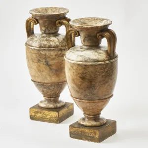 Pair Italian Neoclassical Alabaster Vases