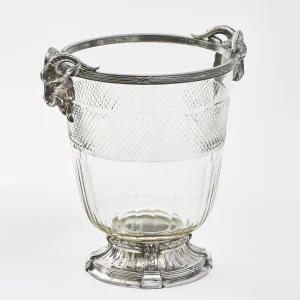 French Cut Glass Champagne Bucket With Goat's Head Handles