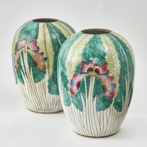 Pair Chinese Cabbage Leaf Melon Jars