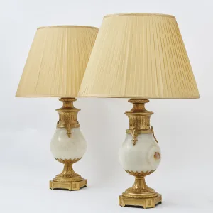Pair French Napoleon III Onyx Lamps