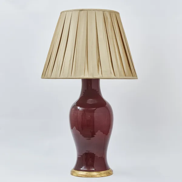 Chinese Oxblood Baluster Vase Wired As Lamp