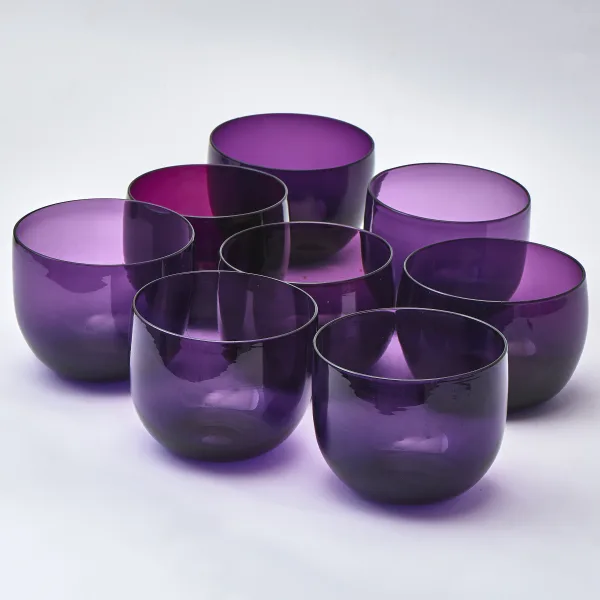 Matched Set Of Eight Amethyst Glass Bowls